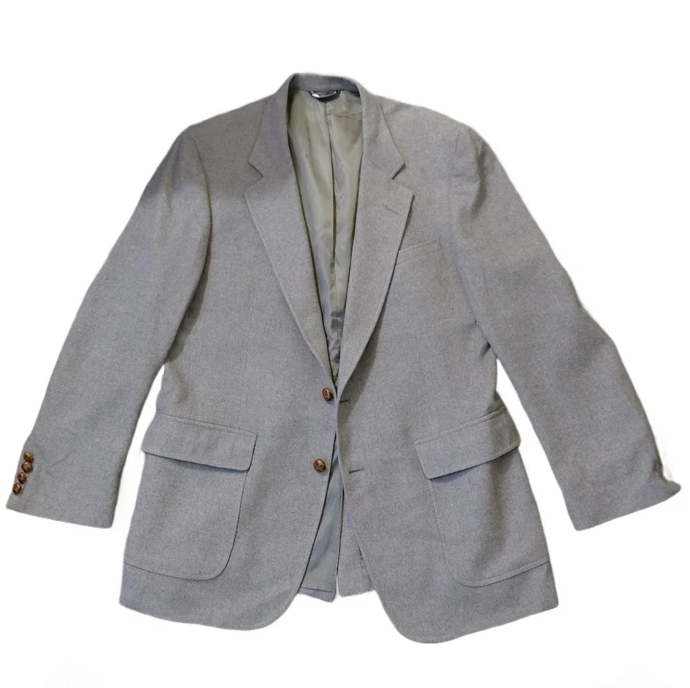 Men's 100% Mongolian Camel Hair Blazer Size 43L Light Gray Sport Coat